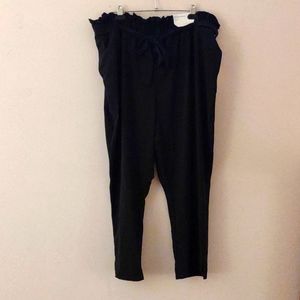 NWT Stylus Paper Bag Straight Leg Pants, black size XXL